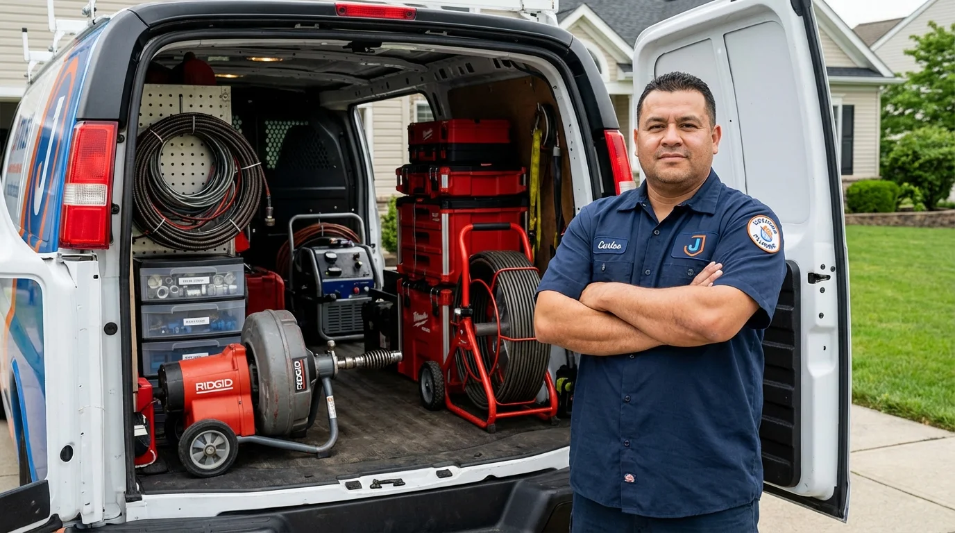 Professional drain cleaning equipment and Johns Plumbing LLC plumber in Perth Amboy